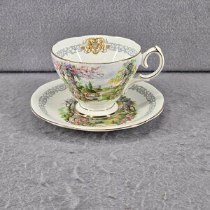 Vintage Queen Anne Bone China, Teacup & Saucer, "Royal Kew Gardens", England